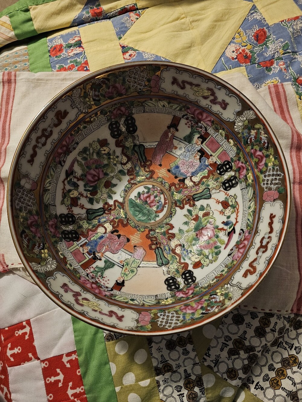 Decorative Porcelain Bowl - Multicolor Floral Pattern